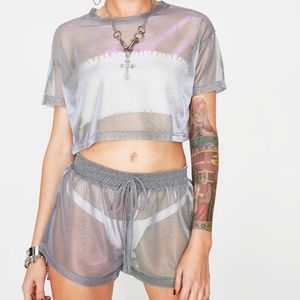 Iridescent Mesh Two Piece Set